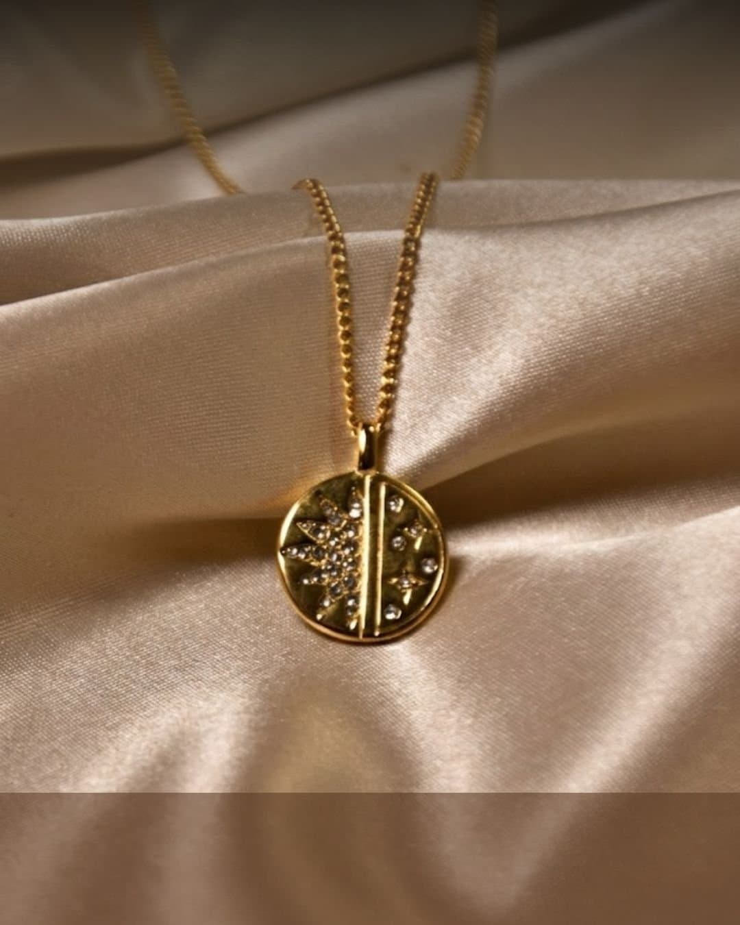 Golden half-Sun pendant necklace